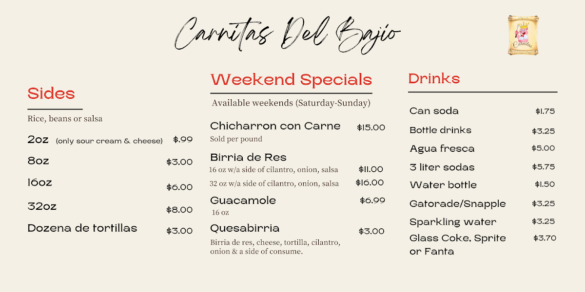 Menu Carnitas Del Bajío-2